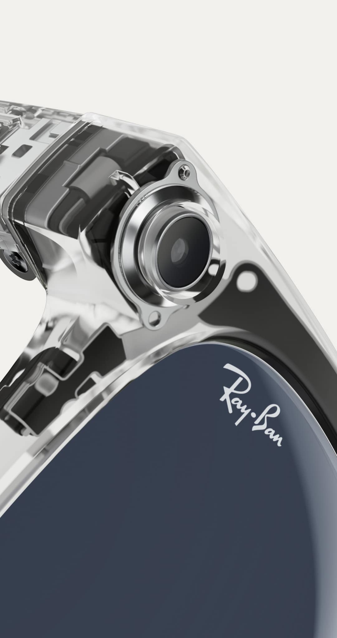 Close-up of smart glasses camera technology