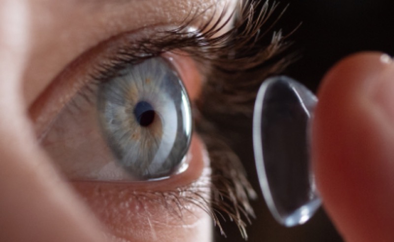 Close-up of contact lens on eye
